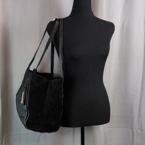 Donna Karan Black Suede Shoulder Bag